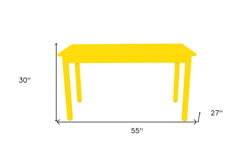HomeRoots 60" Yellow Solid Wood Dining Table