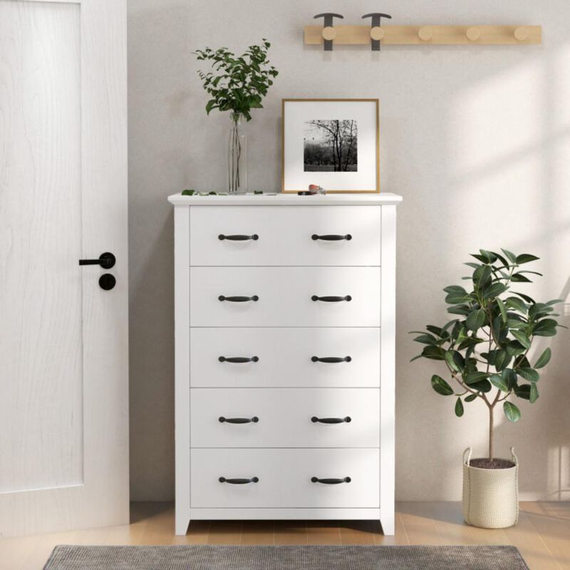 Hivvago Tall Storage Dresser with 5 Pull-out Drawers for Bedroom Living Room