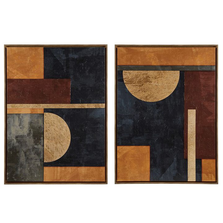 Gracie Mills Rosario 2-Piece Jeweled Abstract Canvas Set