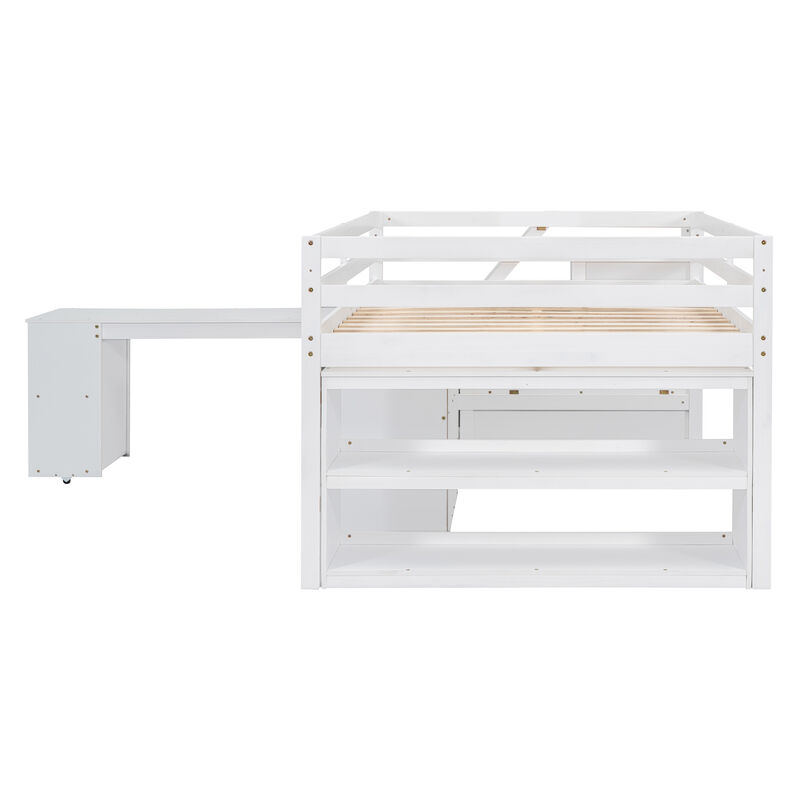Merax Loft Bed with Writing Desk and 3 Drawers