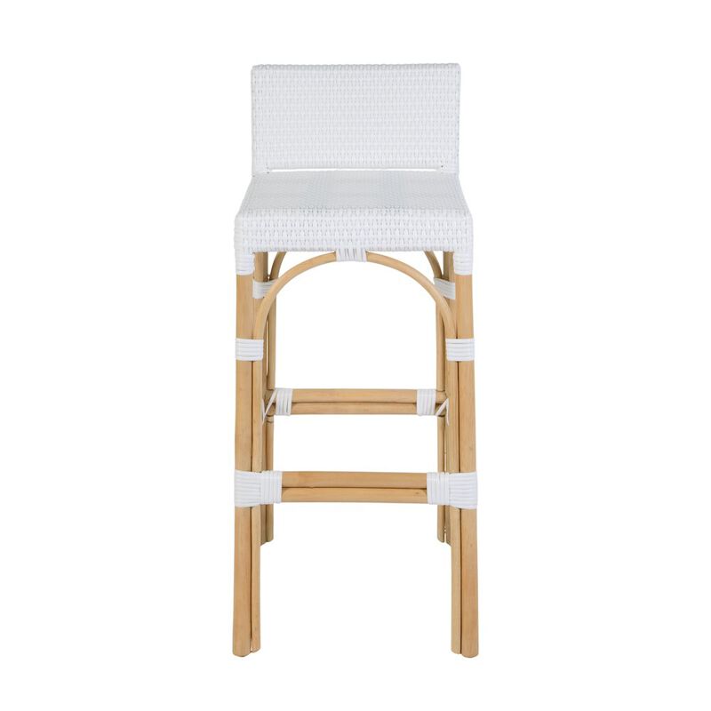 Butler Specialty Serienna 30 in. Seat Height Rectangular Rattan Low Back Bar Stool White and Gray image number 3