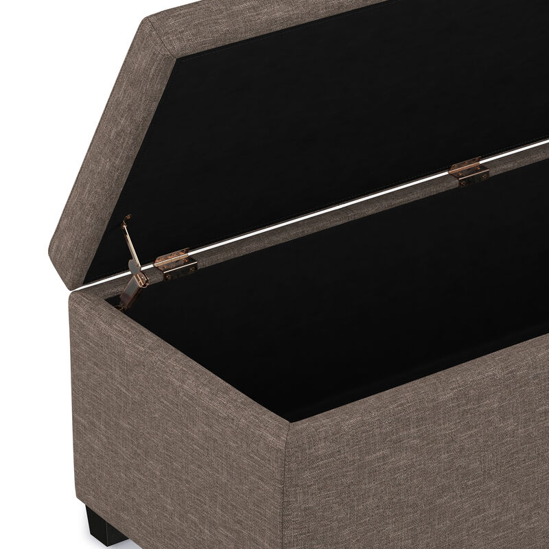 Avalon 48 inch Wide Contemporary Rectangle Storage Ottoman Bench in Fawn Brown Linen Look Fabric, Assembled image number 8