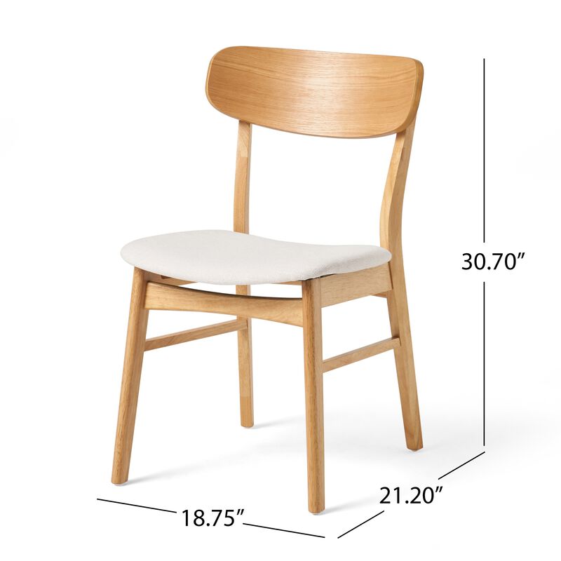 Mexy Dining Side Chair Set of 2, Open Curved, Light Beige, Brown Wood image number 5
