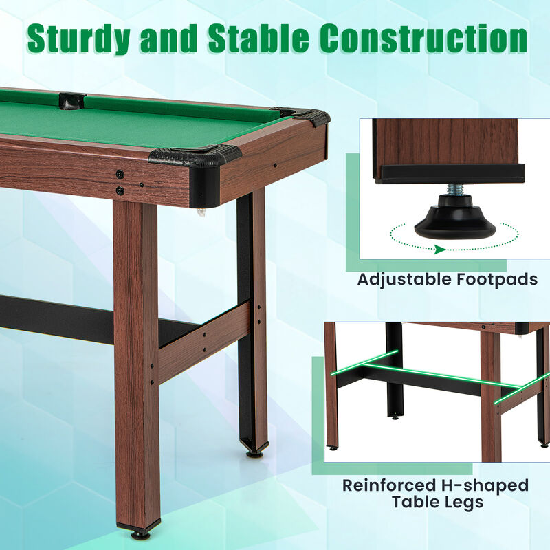 Kids and Adults Wooden Pool Table with Complete Billiard Ball Set image number 5