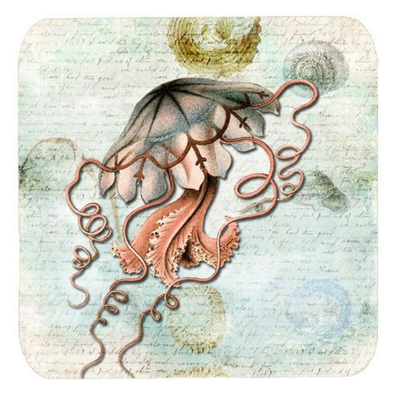 Caroline's Treasures SB3044FC Jellyfish Foam Coasters (Set of 4), 3.5 H x 3.5 W, Multicolor