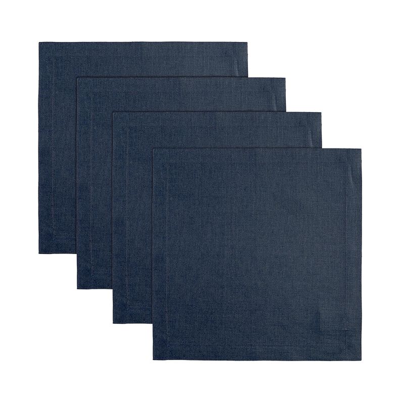 Solino Home 100% Pure Linen Square Placemats 14 x 14 Inch Set of 4 - Fete