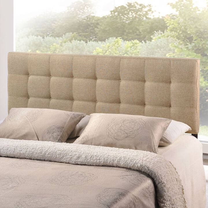 Hivvago King size Beige Fabric Upholstered Mid Century Style Headboard