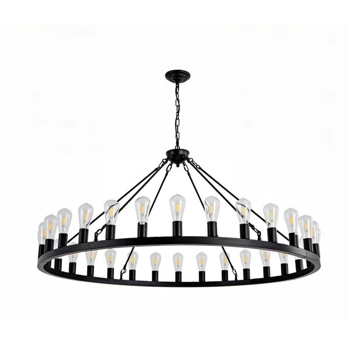 ELEMENT ACE Large Wagon Wheel Hanging Chandelier with 360&deg; Light Coverage Adjustable Height for Dining Room Kitchen Island Entryway Foyer Living Room Decor