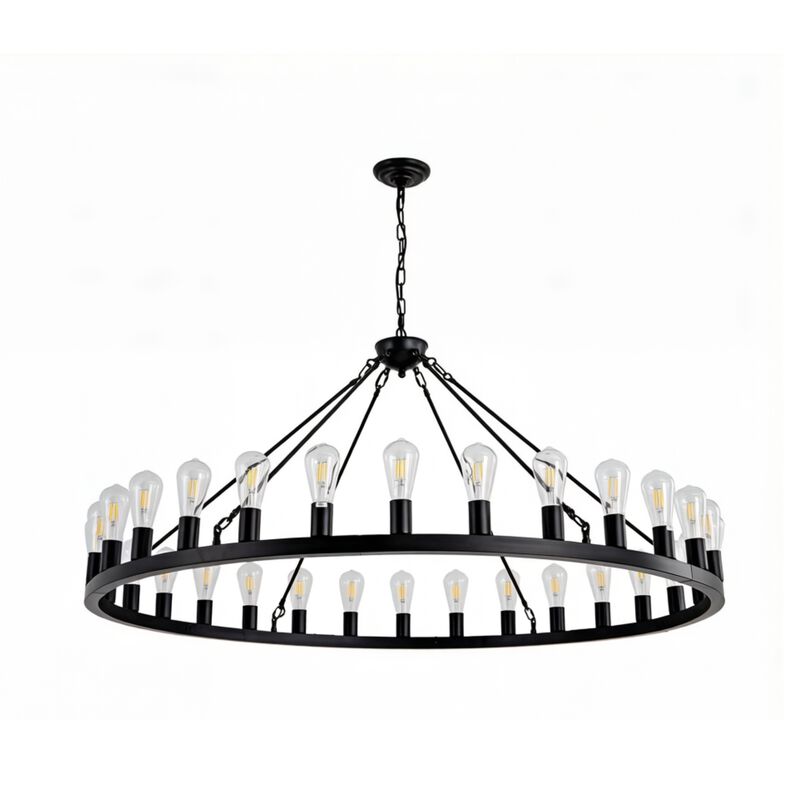 ELEMENT ACE Large Wagon Wheel Hanging Chandelier with 360&deg; Light Coverage Adjustable Height for Dining Room Kitchen Island Entryway Foyer Living Room Decor image number 0
