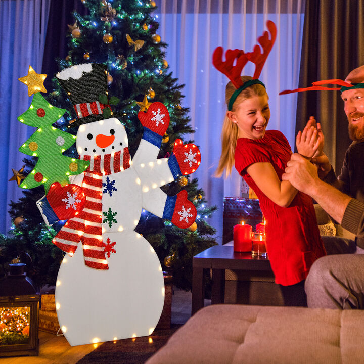 4FT Christmas Snowman Decoration with Waving Hand and 140 LED Lights