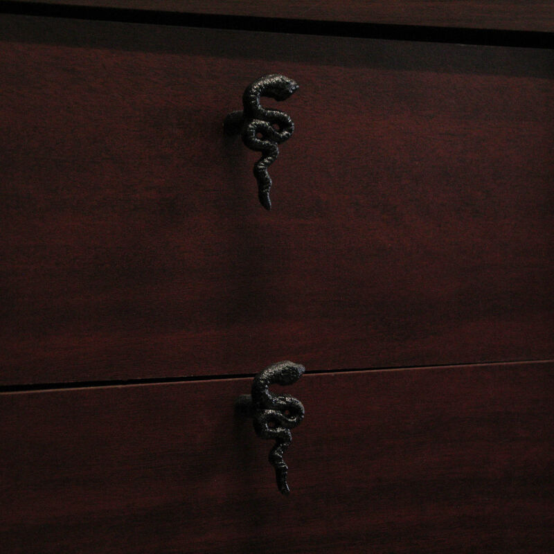 Gothic Black Cast Iron Snake Drawer Pulls &ndash; 6-Piece Set, 2.25" Long, 1" High, Serpentine Design for Cabinets, Drawers, and Goth Decor image number 8