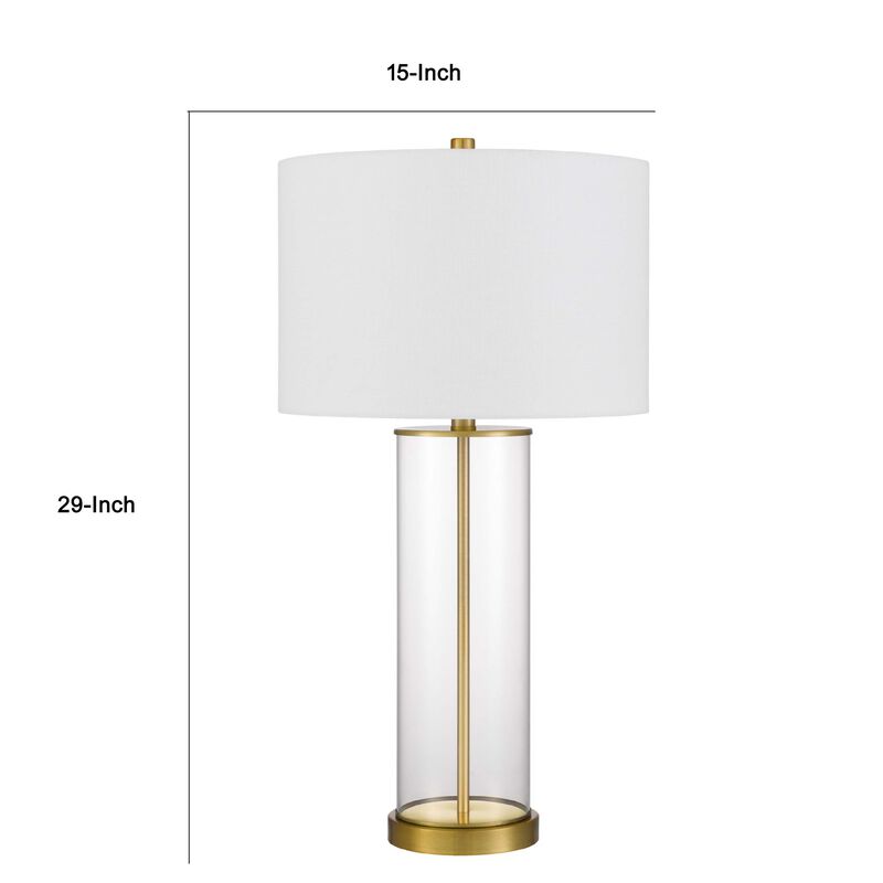 Table Lamp Set of 2, Off White Shade, Round Glass Base, Brass Accents image number 7