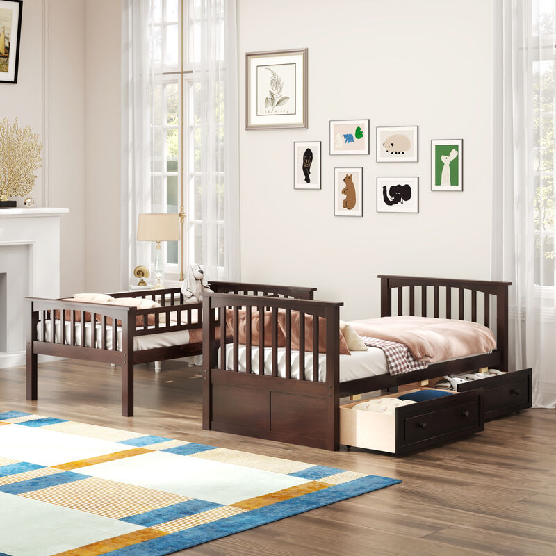 Merax Convertible Bunk Bed with 2 Drawers