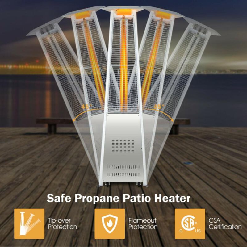 Hivvago 42,000 BTU Stainless Steel Pyramid Patio Heater With Wheels