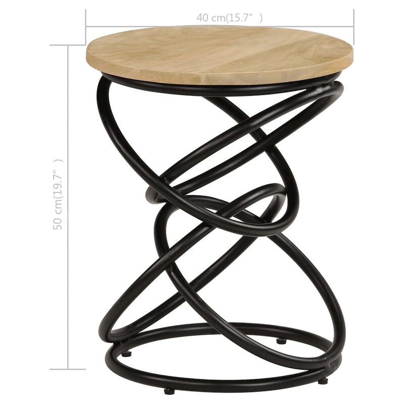 End Table Brown and Black Solid mango wood Medium Durable