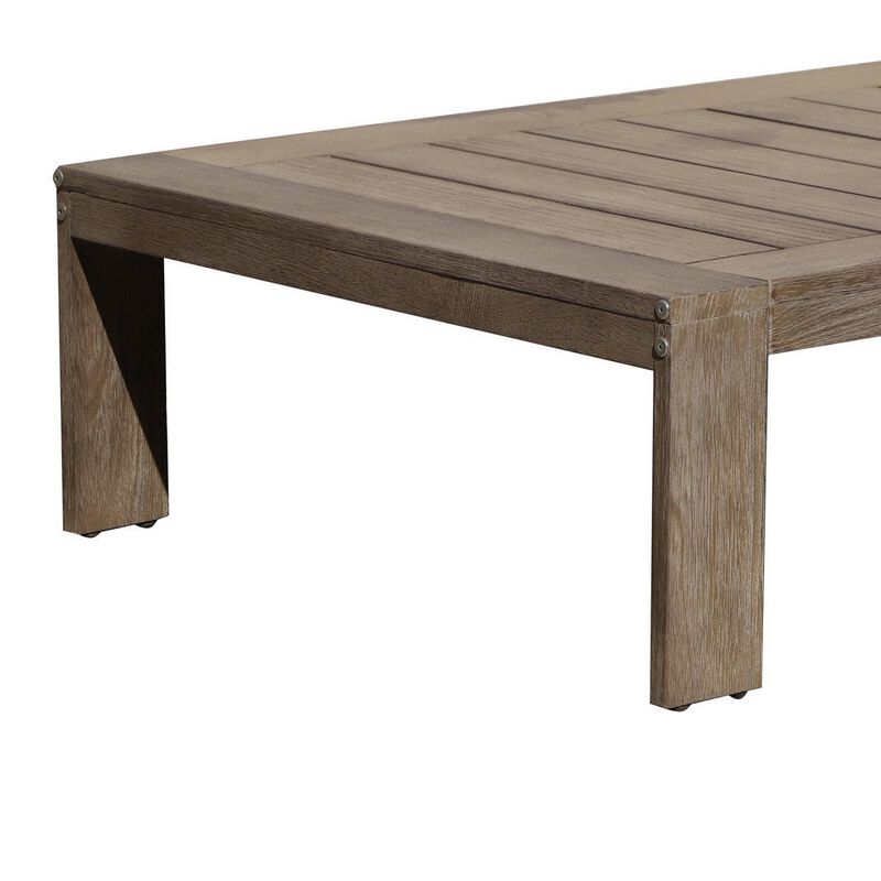 Neji 51 Inch Coffee Table, Burnt Brown Acacia Wood Frame, Plank Surface-Benzara