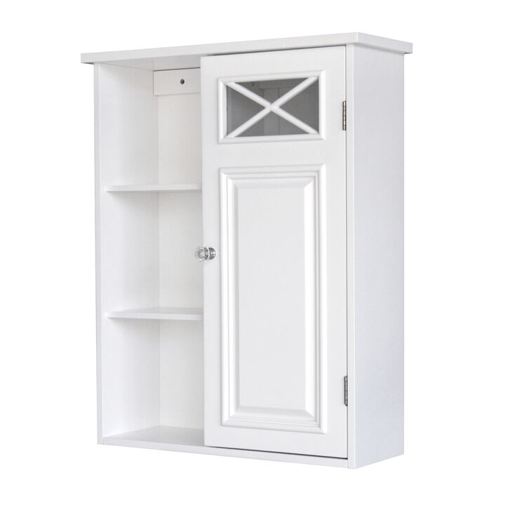 Teamson Home Dawson Removable Wooden Wall Cabinet with Cross Molding- White