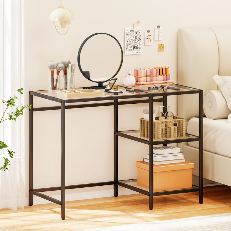 Modern Computer Desk with 2 Open Shelves and Metal Frame image number 5