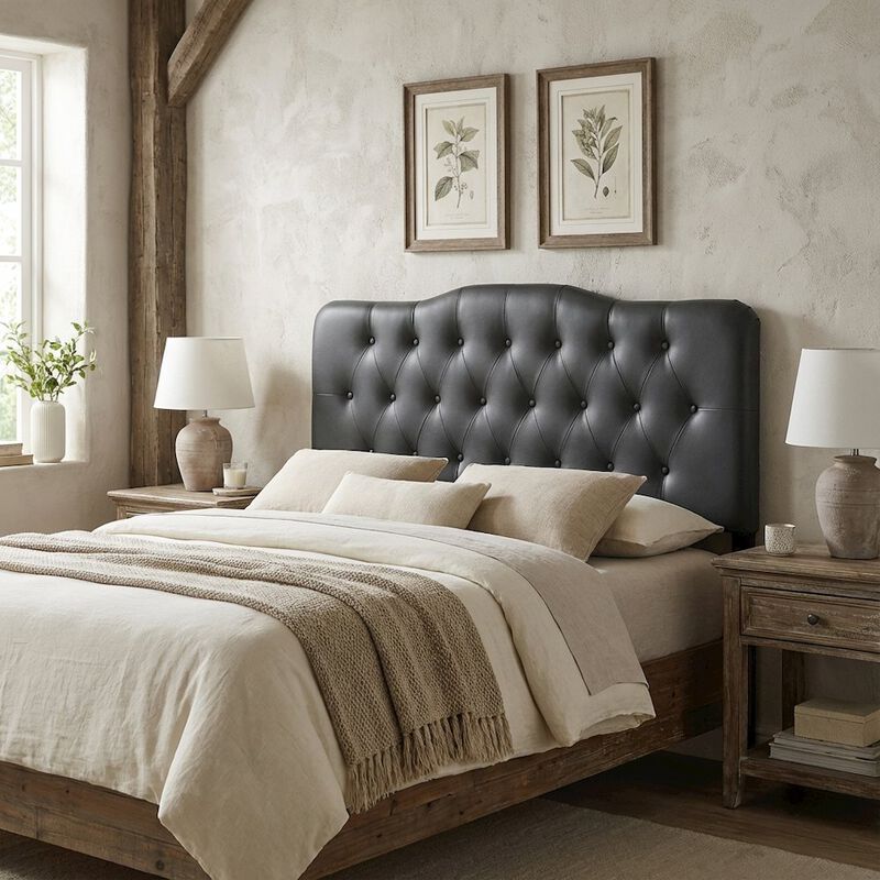 Upholstered Vinyl Queen Headboard with Supportive Padding and Stylish Design image number 2