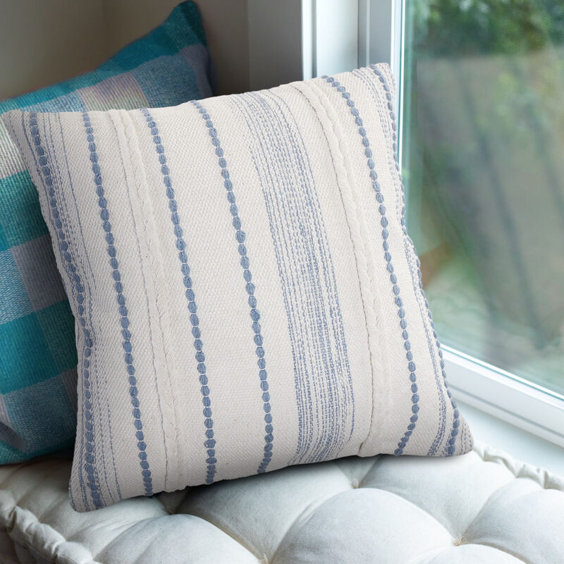 Durable Cotton Zippered Pillow with Striped Pattern &ndash; Cozy Home Accent Cushion image number 6