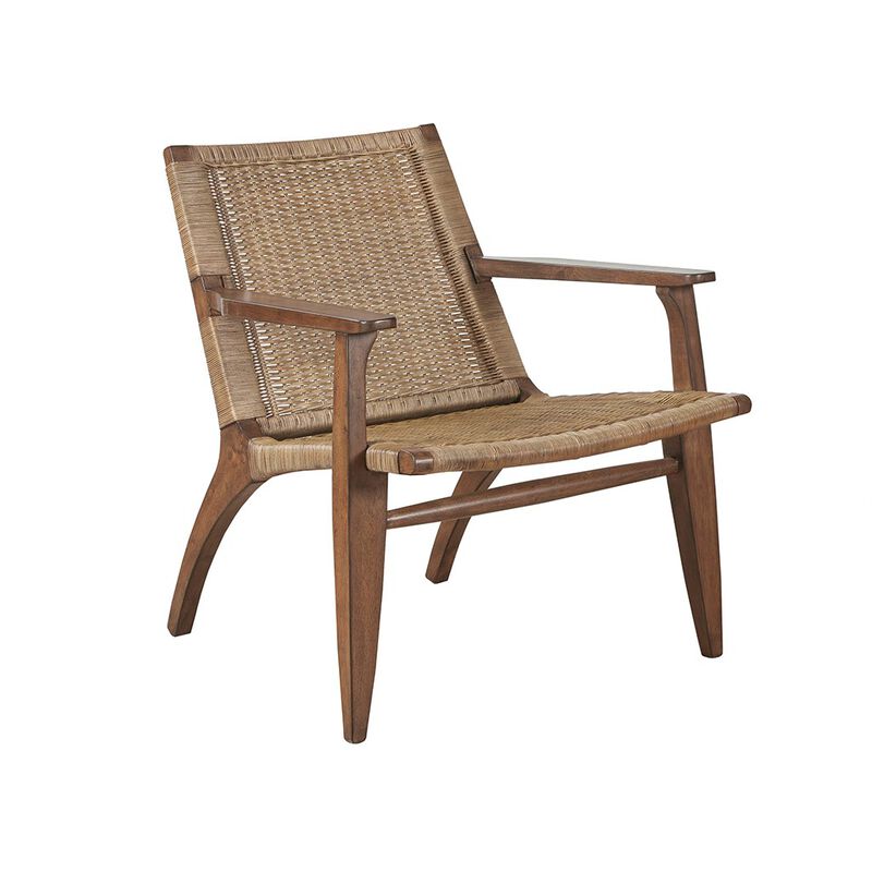 Gracie Mills Irwin Rattan Accent Chair with Mahogany Wood Frame