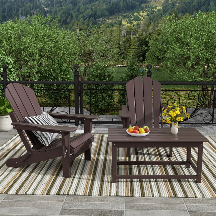 WestinTrends 3-Piece Outdoor Patio Adirondack Chair with Coffee Table Set