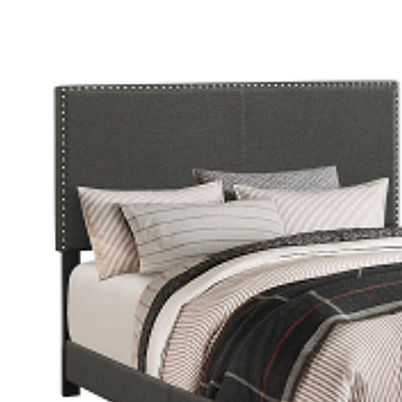 King Bedroom Set, Espresso Brown, Silver, Black Wood, 3 Piece Set with 2 Nightstands image number 3