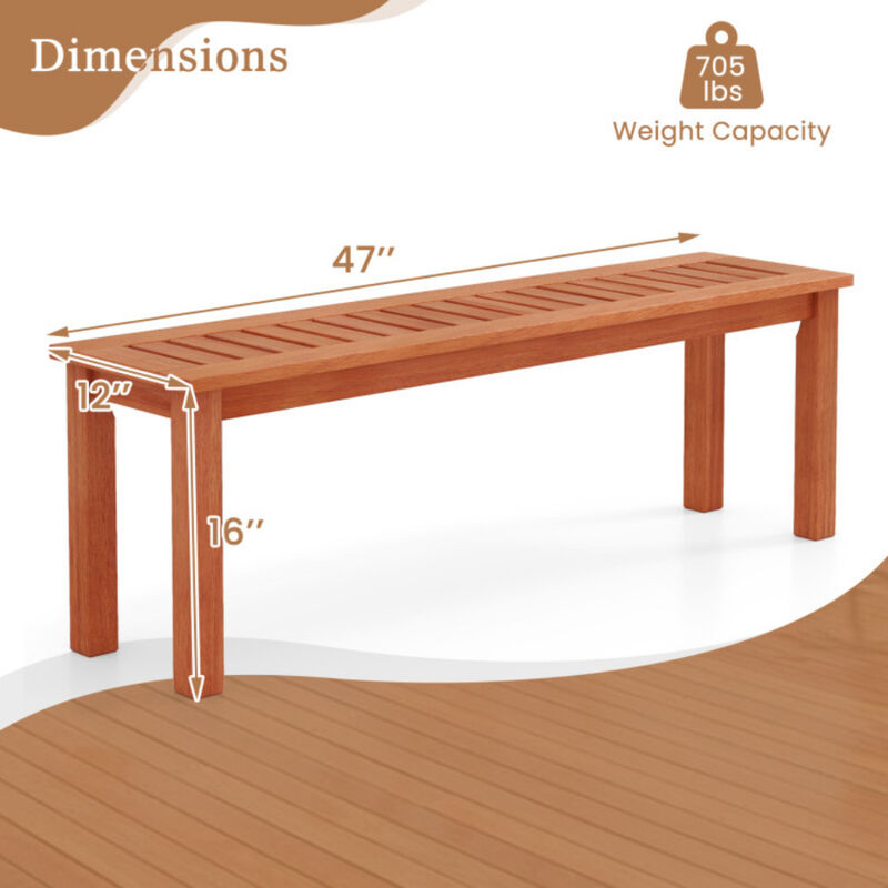 Weather-Resistant Wood Bench &ndash; 2-Person Slatted Seat for Yard or Balcony