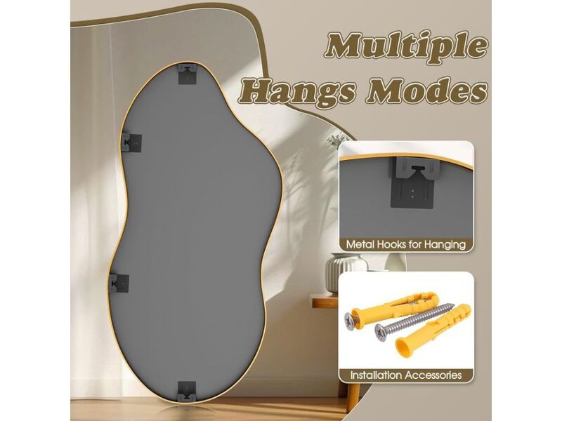 Gold Irregular Asymmetrical Wall Mirror 24x46 Inch Decorative Mirror for Home image number 2