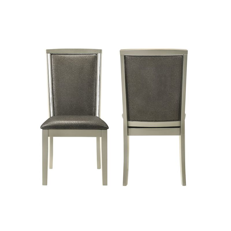 New Classic Furniture Lumina Wood Dining Chair in Silver (Set of 2)