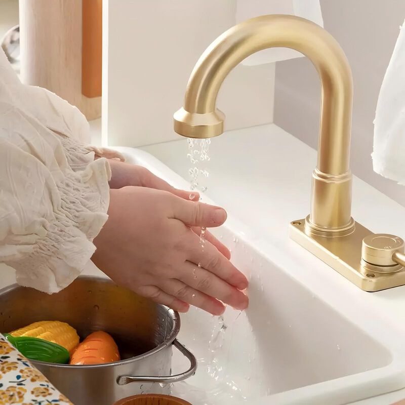 Play Kitchen for Kids - Interactive Wooden Kitchen with Running Water - Iconic Aqua Kitchen in Cream, Pretend Play Toy image number 7
