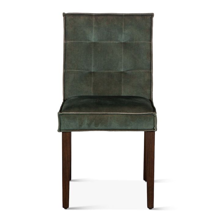 World Interiors Aven Dining Chair in Green Velvet with Dark Legs
