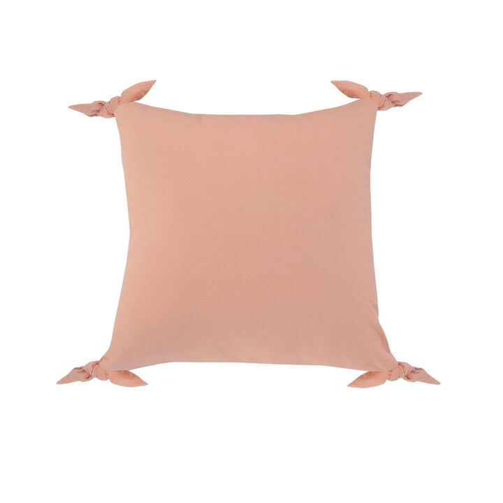 20" Pink Solid Corner Tie Square Throw Pillow