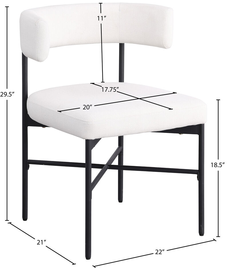 Meridian Furniture Rivage Cream Durable Linen Textured Fabric Dining Chair, Set of 2