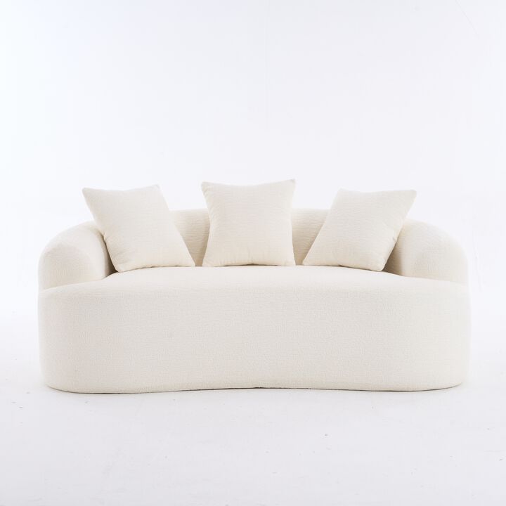 TATEUS Curved Chenille 30D Sponge Loveseat