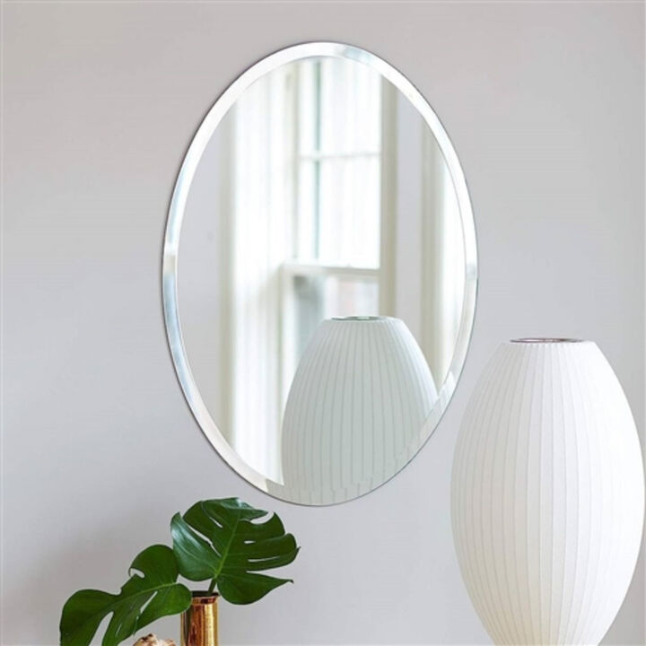 Oval Frameless Beveled Bathroom Bedroom Living Room Vanity Wall Mirror