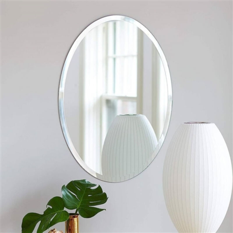 Oval Frameless Beveled Bathroom Bedroom Living Room Vanity Wall Mirror