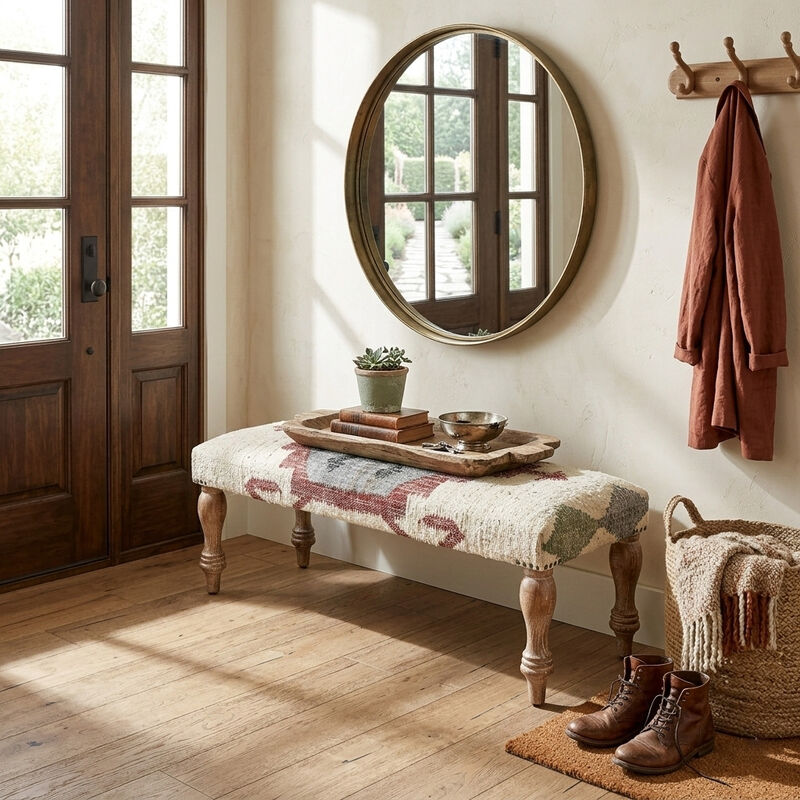 Athena Southwestern Kilim Accent Bench image number 7