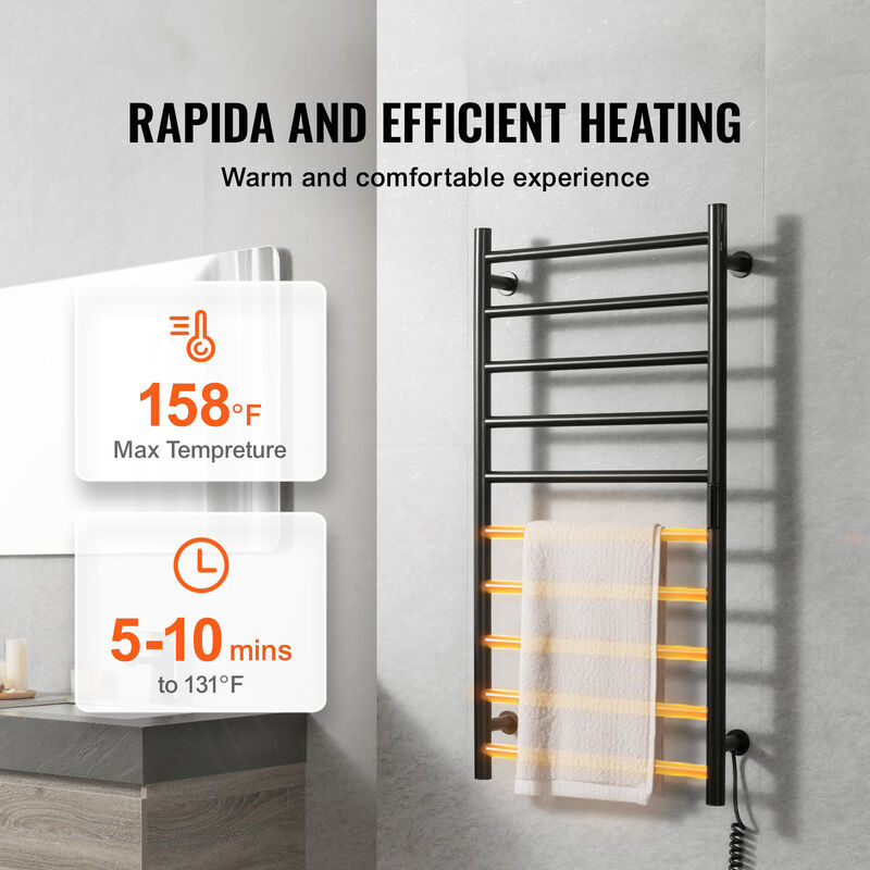 10-Bar Towel Warmer Rack Wall Mounted Heated Towel Rack for Bathroom