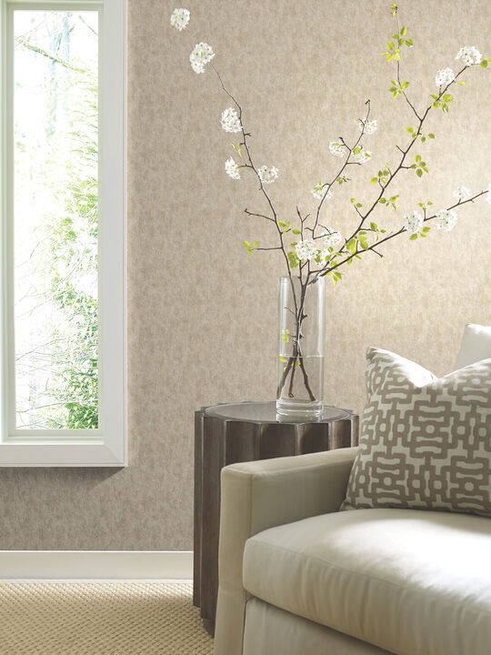 Shimmering Patina Beige & Brass Wallpaper