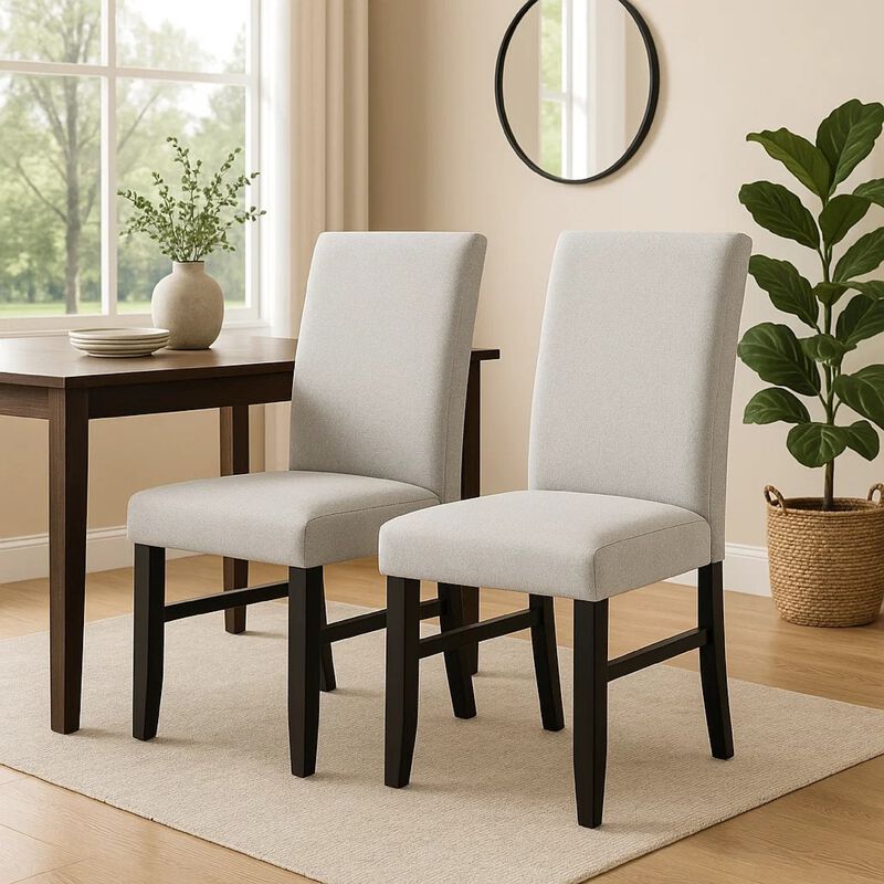 Riac Set of 2 Side Dining Chairs, Black Wood, Dove Gray Fabric Seat image number 1