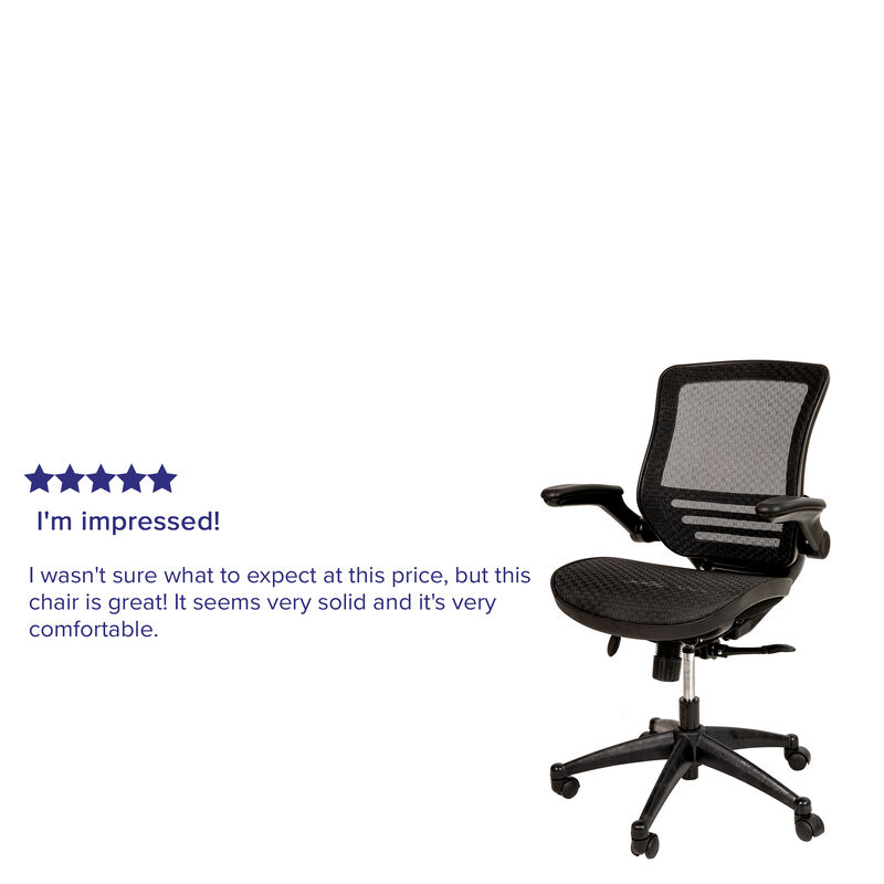 Warfield Mid-Back Transparent Black Mesh Executive Swivel Office Chair with Melrose Gold Frame and Flip-Up Arms image number 4