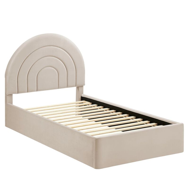 Solana Arched Performance Velvet Twin Platform Bed image number 4