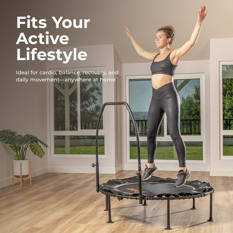 Sunny Health & Fitness Active Quiet Fitness 48" Trampoline with Adjustable Stability Handlebar image number 5