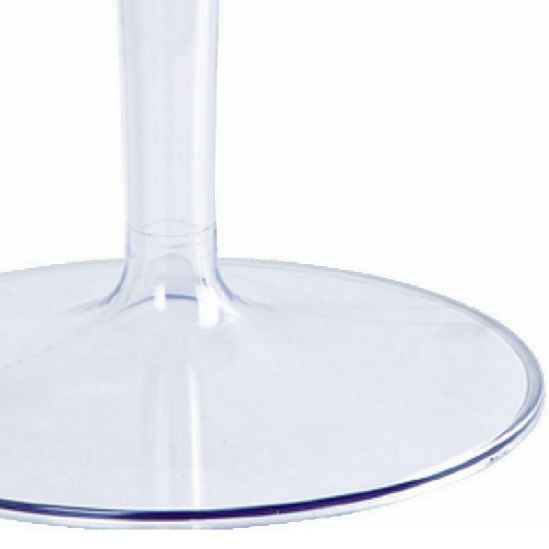 20 Inch Modern Side Accent Table, Clear Round Tabletop and Tapered Base-Benzara