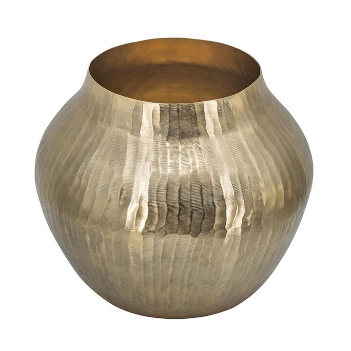 HomeRoots 11" Gold Aluminum Round Table Vase