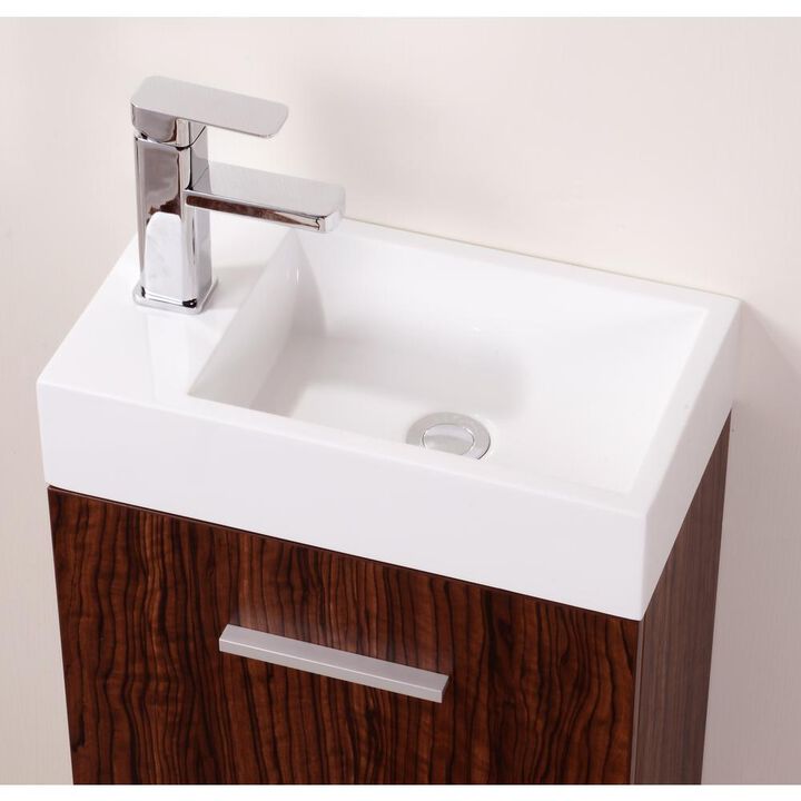 Kubebath Bliss 18 Walnut Wall Mount Modern Bathroom Vanity