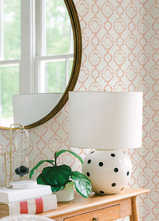 Gallina Orange Trellis Wallpaper (Set of 2)