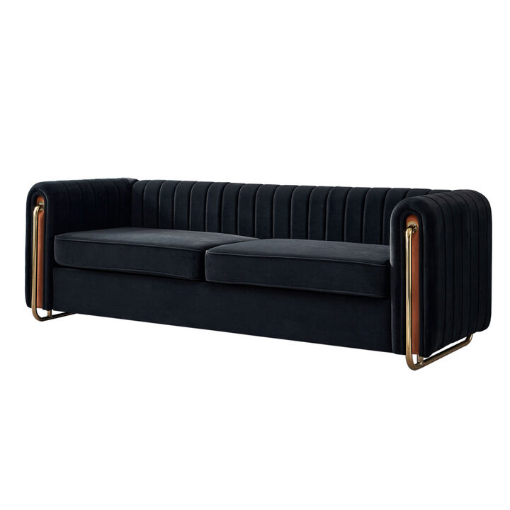 Modern velvet sofa black color