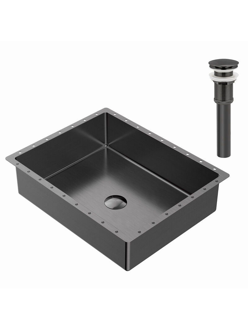 Rectangular Bathroom Basin Stainless Steel Vessel Sink Bowl with Pop Up Drain